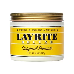 Die Layrite Original Pomade ist eine wasserbasierte Pomade, die entwickelt wurde, um dem Haar einen flexiblen Halt und ein glänzendes Finish zu verleihen.