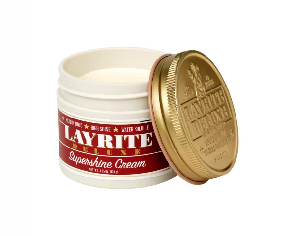 Die Layrite Supershine Cream ist eine hochglänzende Styling-Creme, die entwickelt wurde, um dem Haar einen glänzenden Look zu verleihen.