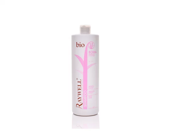 Boma Smooth Effect Shampoo, von italienischer Marke Raywell, das entwickelt wurde, um das Haar geschmeidig zu machen und Frizz zu reduzieren.