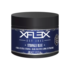 Xflex Strongly Blue ist ein extrem starkes Wachs, von italienischer Marke Xflex, das speziell entwickelt wurde, um moderne Looks zu stylen und eine dauerhafte Fixierung zu gewährleisten.