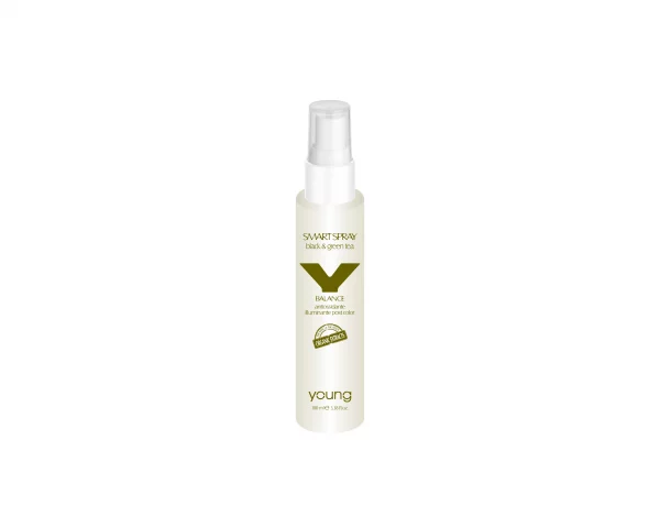 Young Smart Spray, der italienischen Marke Young, nach-Färbe Pflegespray mit Schwarzem & Grünem Tee. Ein Spülungsfreies Konditionierungsspray, das schützt, die Haarfarbe belebt und das Haar optimal aufbereitet, für einfacheres Kämmen und spürbare Weichheit.