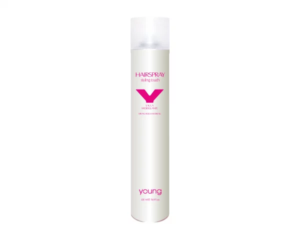 Young Hairspray Strong, professionelles Haarspray, der italienischen Marke Young, das sich ideal eignet, um alle Haartypen in natürlicher Form zu halten. Es verleiht der Frisur Volumen und Struktur, ohne das Haar fettig wirken zu lassen. Leicht auszubürsten, wenn gewünscht.