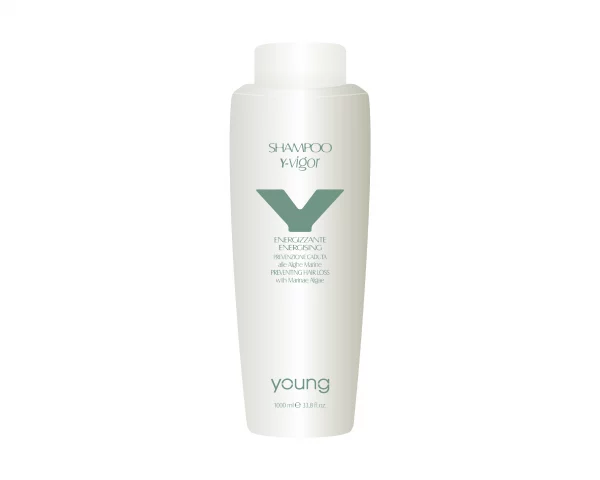 Young Y-Vigor Shampoo, ein verdichtendes Shampoo, der italienischen Marke Young, das dazu dient, Haarausfall vorzubeugen. Entwickelt für schwaches, feines und ausgedünntes Haar. Mit gezielt wirkungsvollen Inhaltsstoffen formuliert, verbessert es die Mikrozirkulation und wirkt der Follikelalterung entgegen. Bei regelmäßiger Anwendung stimuliert es den Zellstoffwechsel und unterstützt die Regeneration der Haarfasern.