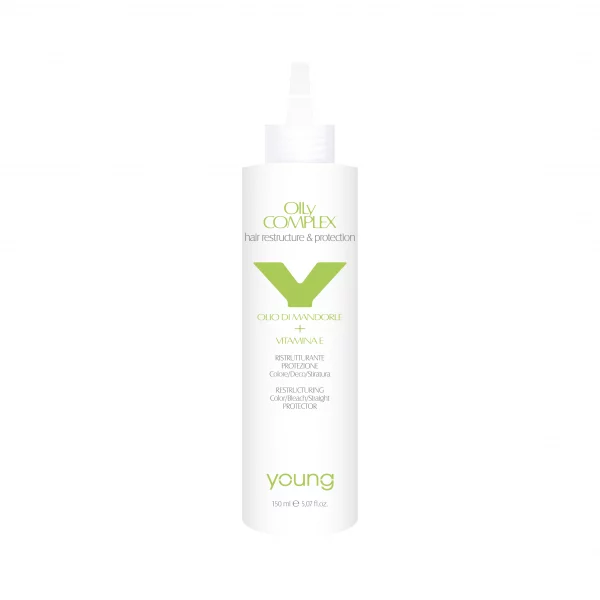 Young Oily Complex, der italienischen Marke Young, eine feuchtigkeitsspendende, nährende und restrukturierende Behandlung. Diese spezielle Behandlung enthält natürliche Öle, die mit Vitamin E angereichert sind.