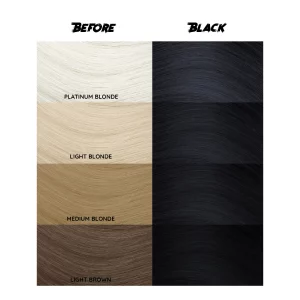 Crazy Color Black 030 ist eine spezielle Haarfarbe aus der Crazy Color Produktreihe. Dies ist ein intensives schwarz / dunkelblaues Haarfärbemittel und es ist ein vielseitiges Wunder. Wenn Sie einer helleren Farbe etwas mehr Tiefe verleihen möchten, ist Schwarz die perfekte Lösung.