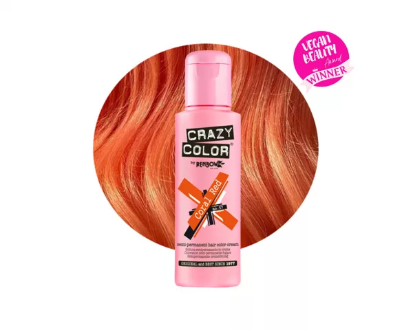 Crazy Color Coral Red 57 ist eine spezielle Haarfarbe aus der Crazy Color Produktreihe. Korallenrot ist ein wirklich einzigartiger Farbton, der Orange und rosa Rot kombiniert. Dieses semi-permanente Haarfärbemittel war ein Teil unseres Original-Lineups von 1977 und hat den Test der Zeit bestanden.