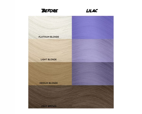 Crazy Color Lilac 55 ist eine spezielle Haarfarbe aus der Crazy Color Produktreihe. Lilac ist eine schöne hellviolette Haarfärbemittel, die perfekt für alle Pastellliebhaber ist! Wir haben ein ruhiges Blau mit einem wilden Rot kombiniert, um diesen ikonischen Farbton zu schaffen.