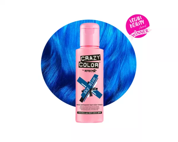 Crazy Color Sky Blue 59 ist eine spezielle Haarfarbe aus der Crazy Color Produktreihe. Dies ist unser hellblaues Haarfärbemittel und es wird sicherlich Herzen höher schlagen lassen! Diese Primärfarbe funktioniert perfekt als Mixer mit anderen Farbtönen, um einen kreativen Ton Ihrer Wahl zu erzielen. Es funktioniert jedoch auch gut direkt aus der Flasche für perfektes hellblaues Haar.