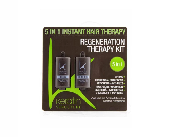 KERATIN STRUCTURE THERAPY KIT 5IN1, ein 5-in1-Cocktail aktiver Wirkstoffe mit hoher Leistungskraft bietet eine umfassende Pflege für das Haar, um es zu stärken, zu reparieren und wiederherzustellen. Durch die Verwendung der Produkten KERATIN STRUCTURE THERAPY können die Vorteile von Keratin und Aloe Vera maximiert werden. Keratin ist ein Protein, das natürlicherweise im Haar vorkommt und für seine Stärke und Struktur verantwortlich ist. Aloe versorgt das Haar mit Feuchtigkeit, Spannkraft und macht es weich.