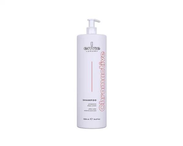 Farbschützendes Shampoo, von italienischer Marke ENVIE, mit saurem pH-Wert und Granatapfelextrakt. Es hat eine reinigende und pflegende Wirkung auf gefärbtes und behandeltes Haar.